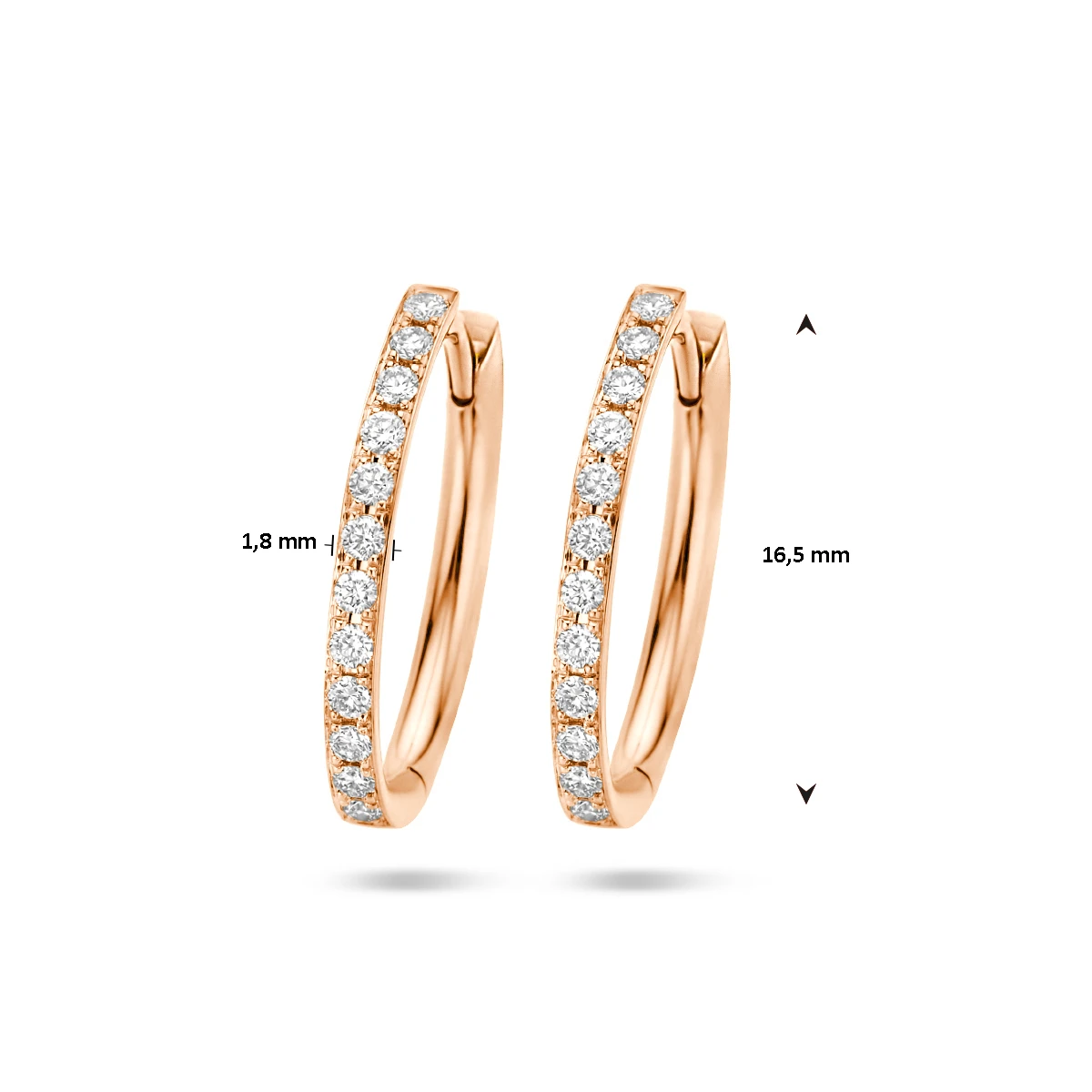klapoorringen diamant h si 14K roségoud