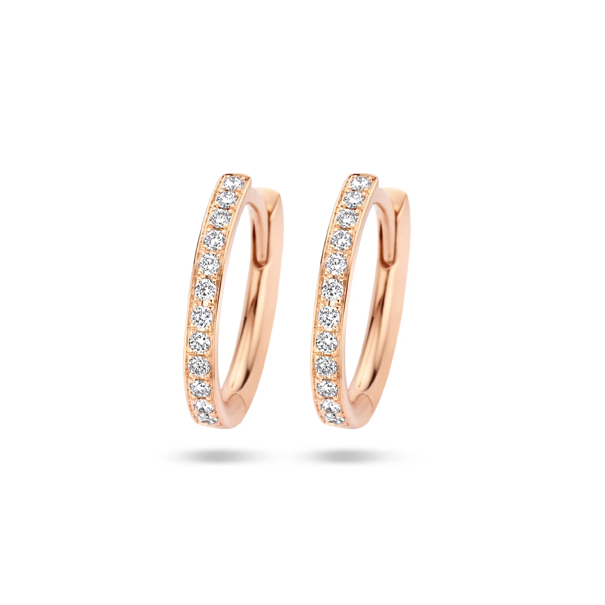 klapoorringen diamant h si 14K roségoud