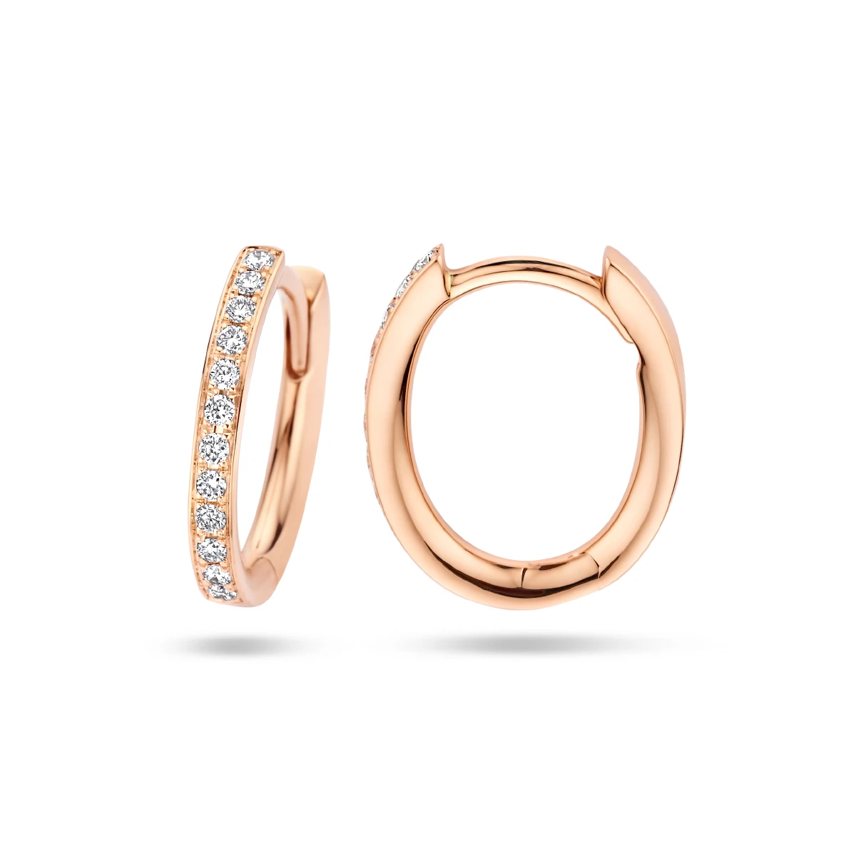 klapoorringen diamant h si 14K roségoud