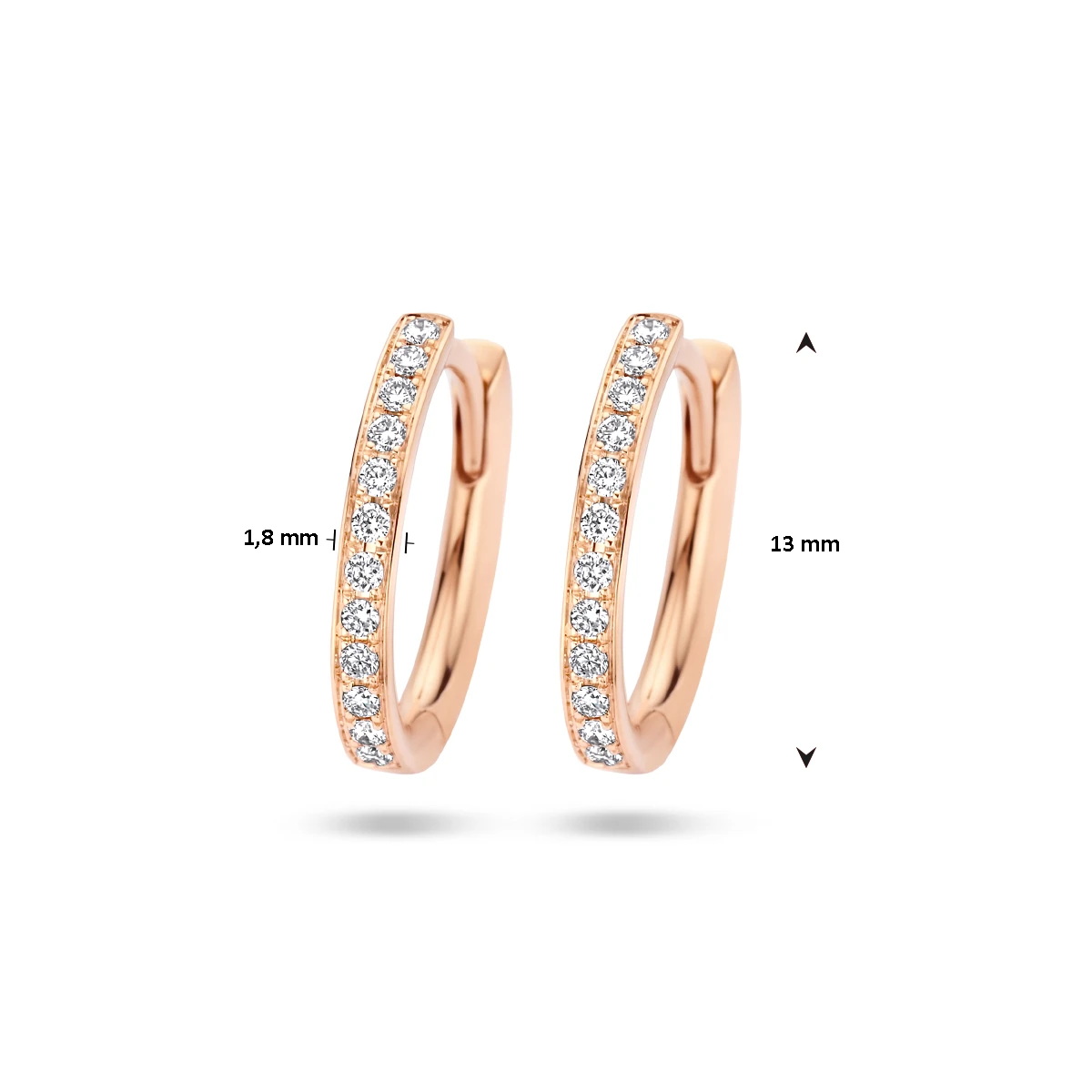 klapoorringen diamant h si 14K roségoud