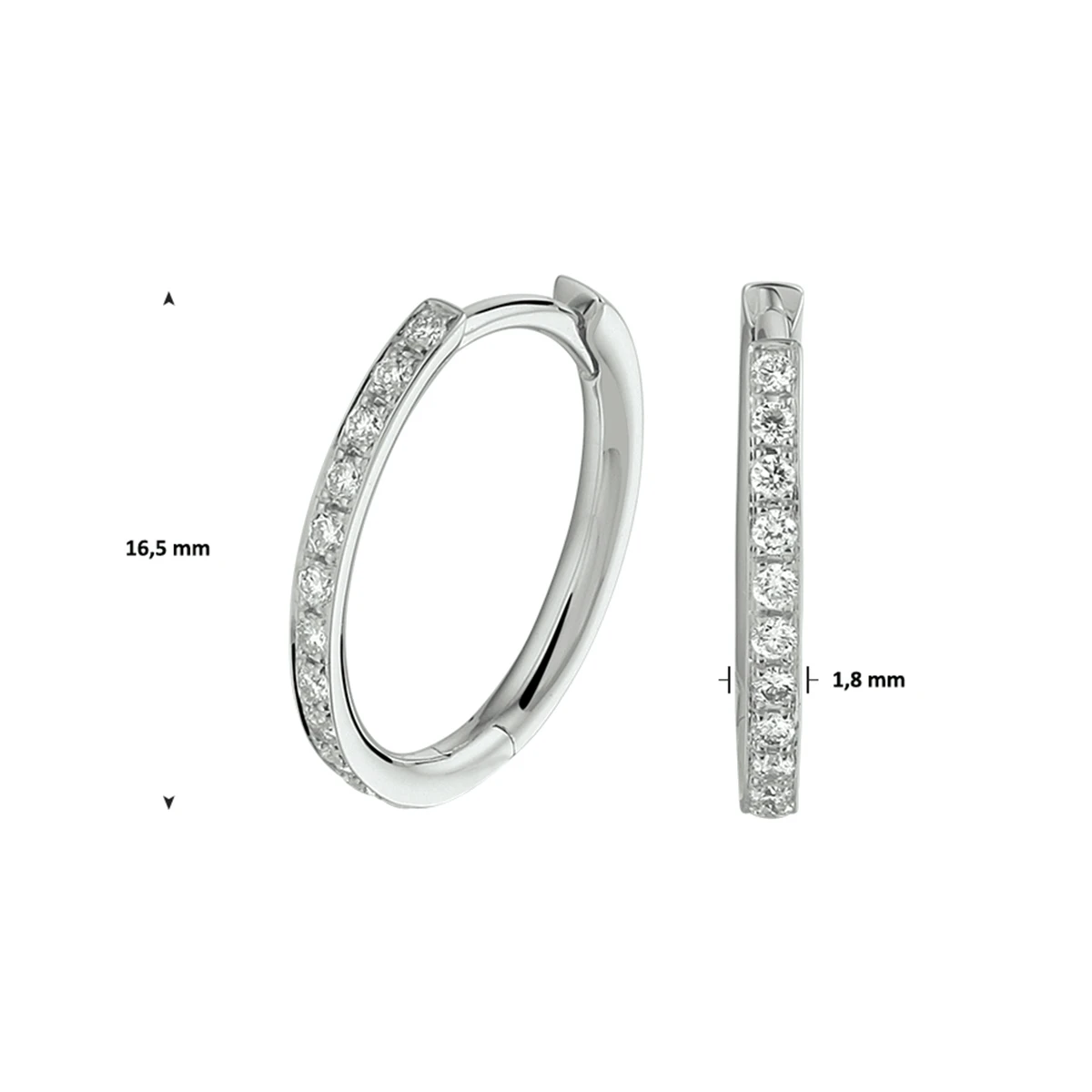 klapoorringen diamant h si 14K witgoud