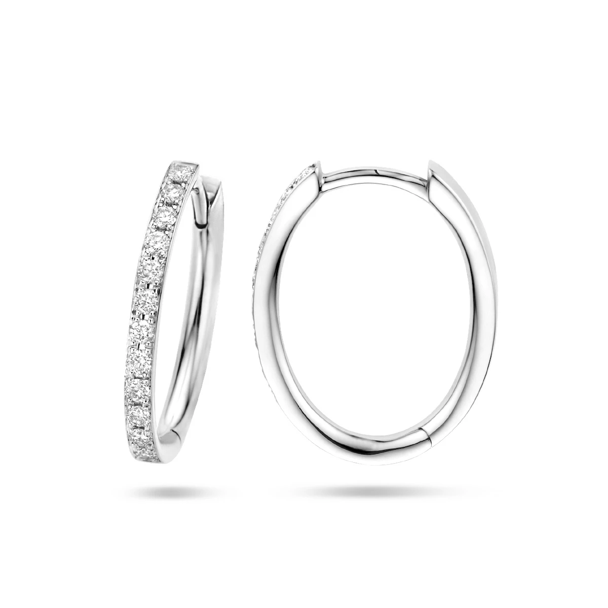 klapoorringen diamant h si 14K witgoud