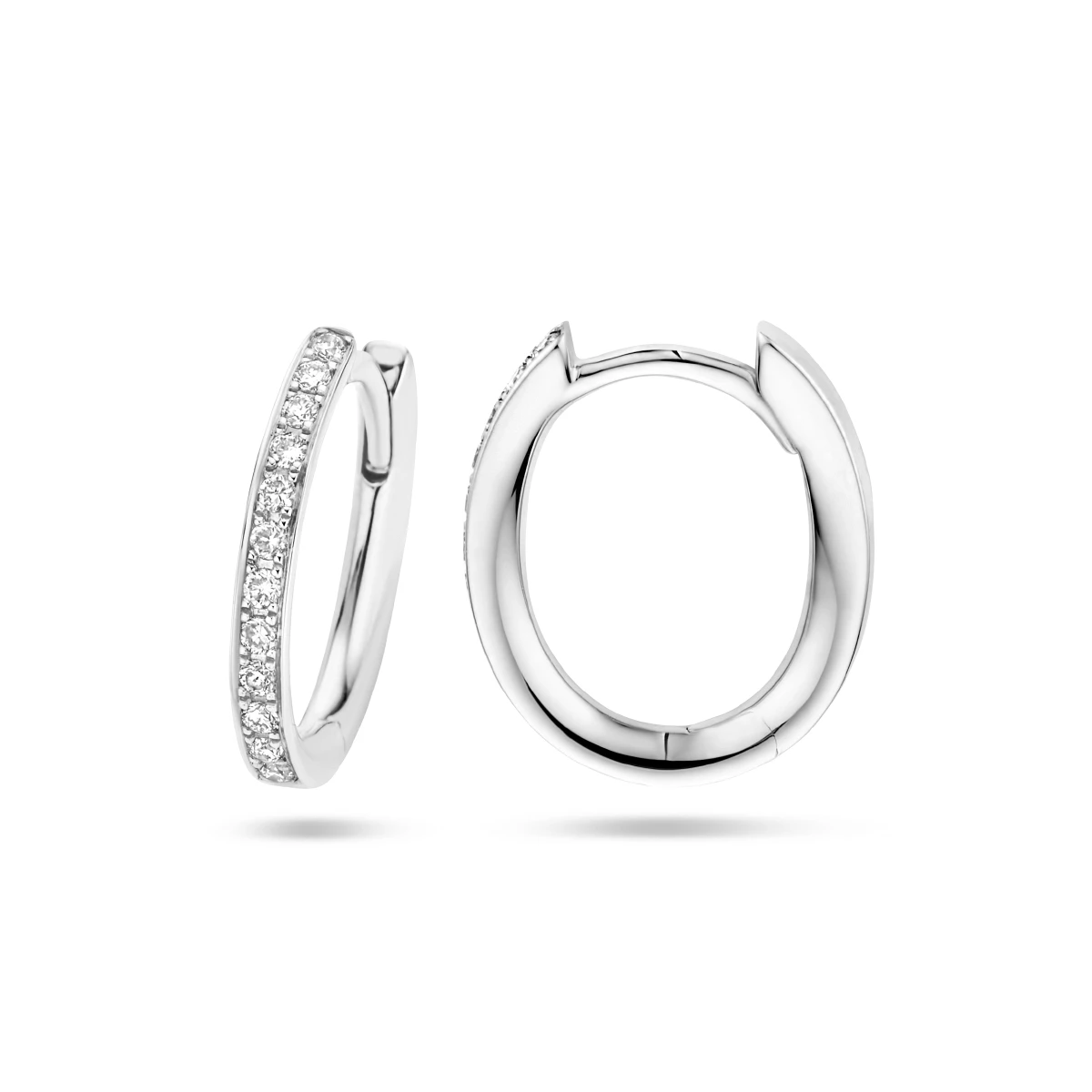 klapoorringen diamant h si 14K witgoud