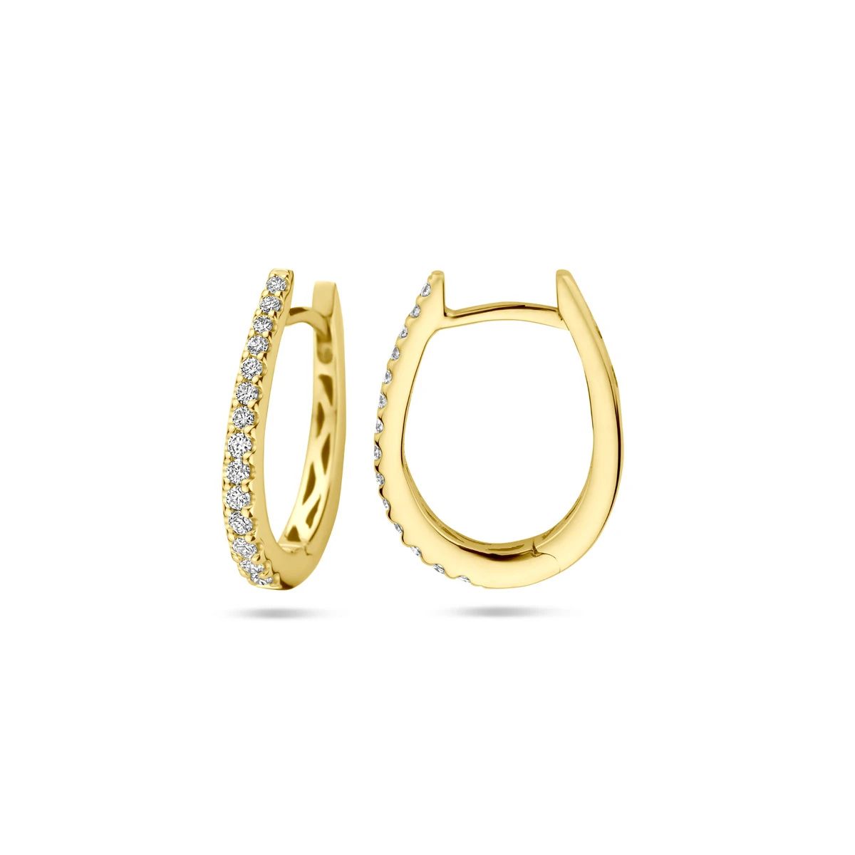 klapoorringen diamant h si 2,5 mm buis 14K geelgoud