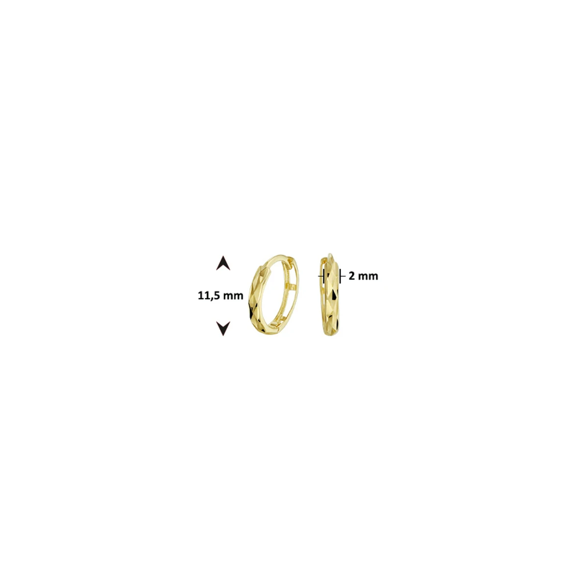 klapoorringen gediamanteerd 14K geelgoud