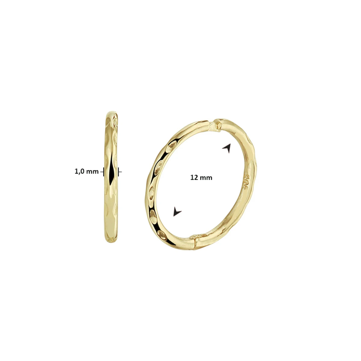 klapoorringen gediamanteerd 14K geelgoud
