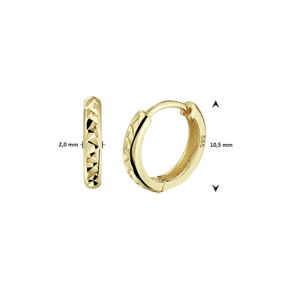 klapoorringen gediamanteerd 14K geelgoud