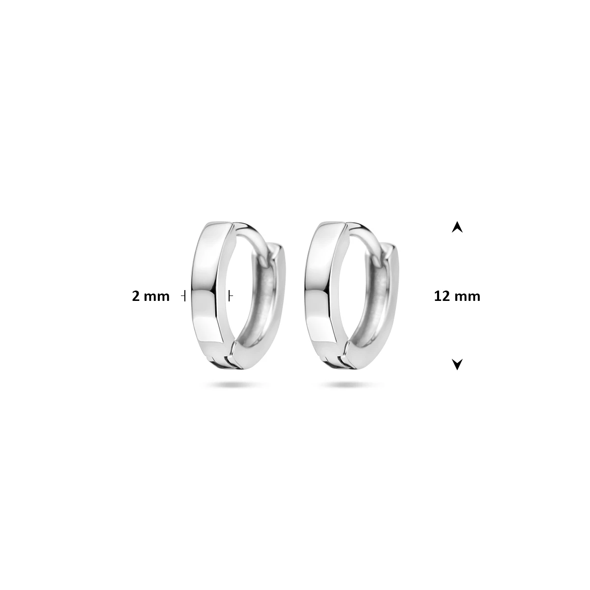 klapoorringen gefaceteerd 12 mm zilver gerhodineerd