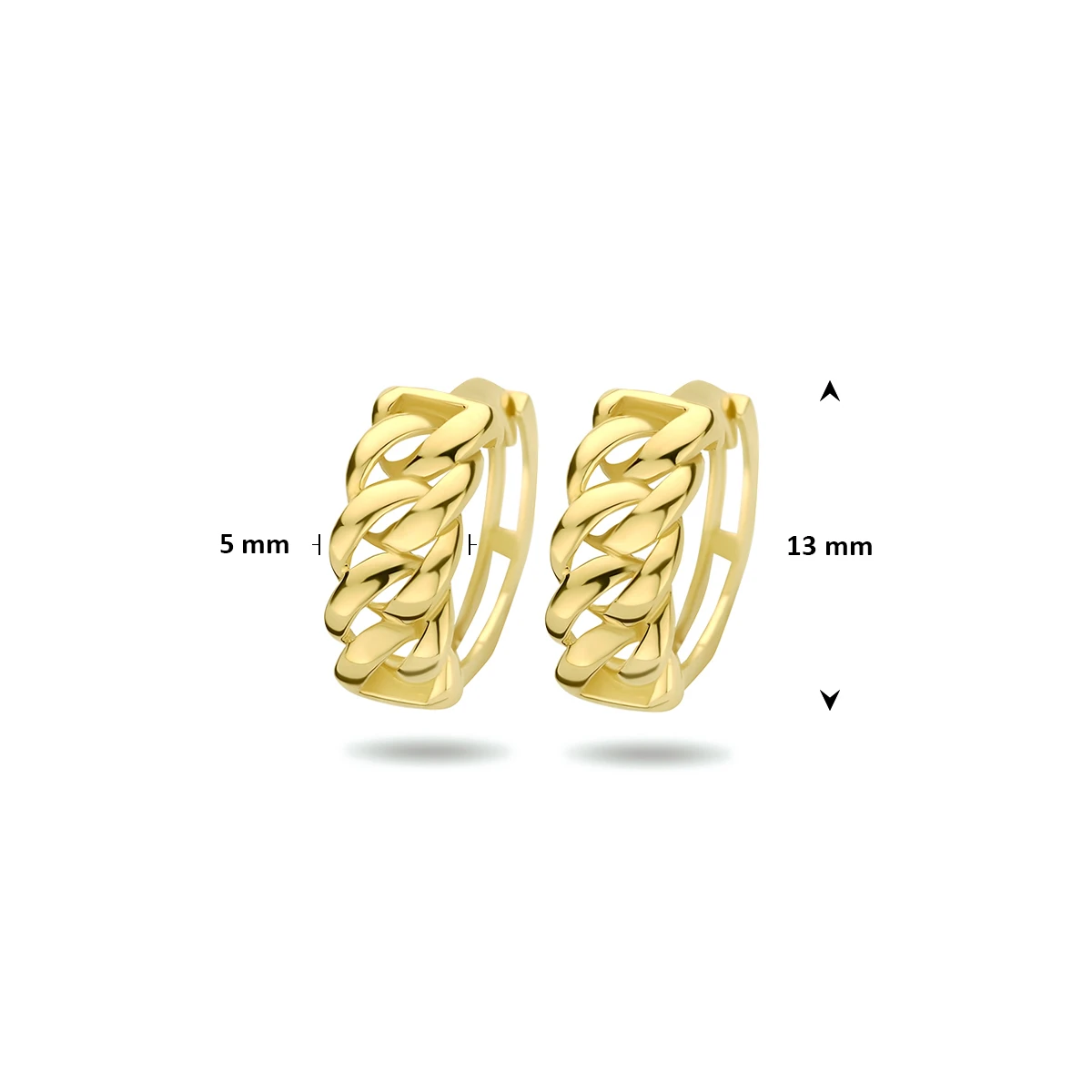 klapoorringen gourmet 13 mm 14K geelgoud