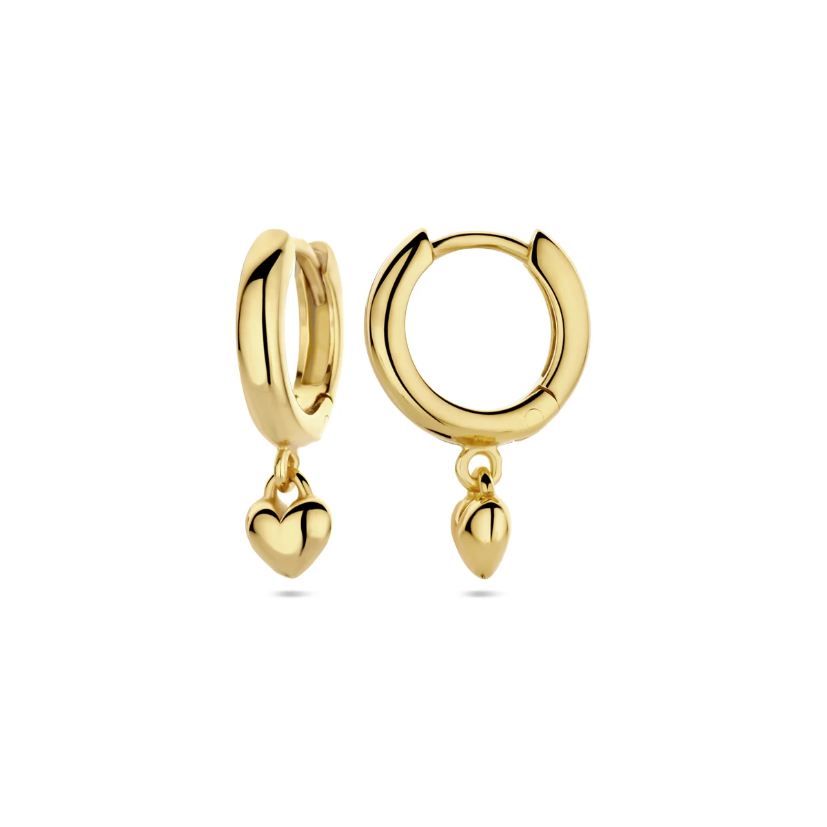 klapoorringen hanger hartje 16 mm 1 micron zilver verguld (geel)