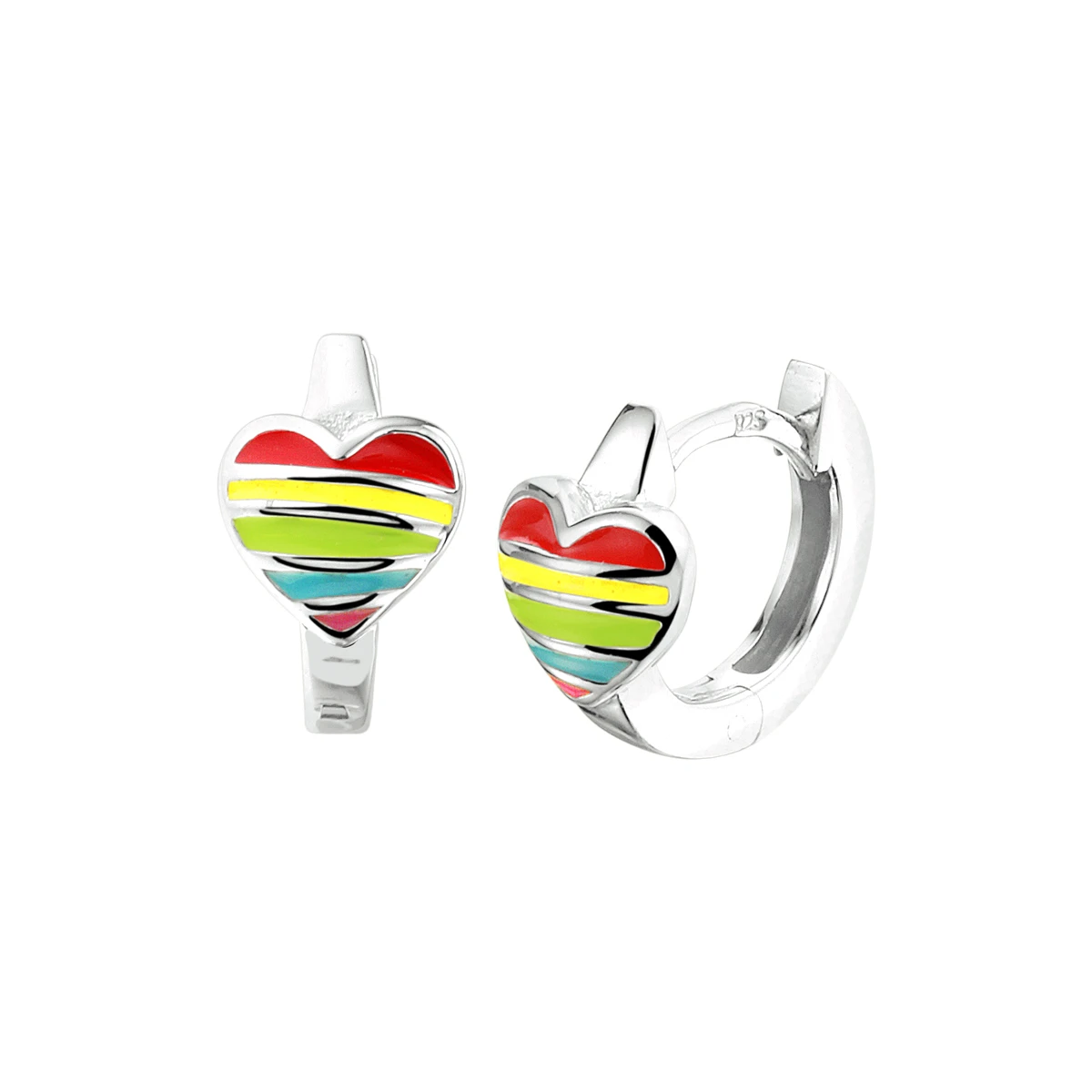 klapoorringen hart emaille zilver gerhodineerd