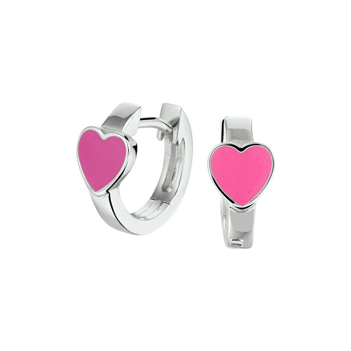 klapoorringen hart emaille zilver gerhodineerd