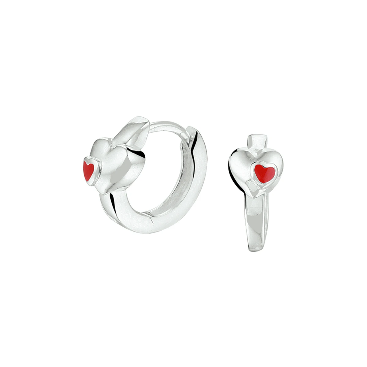 klapoorringen hart emaille zilver wit