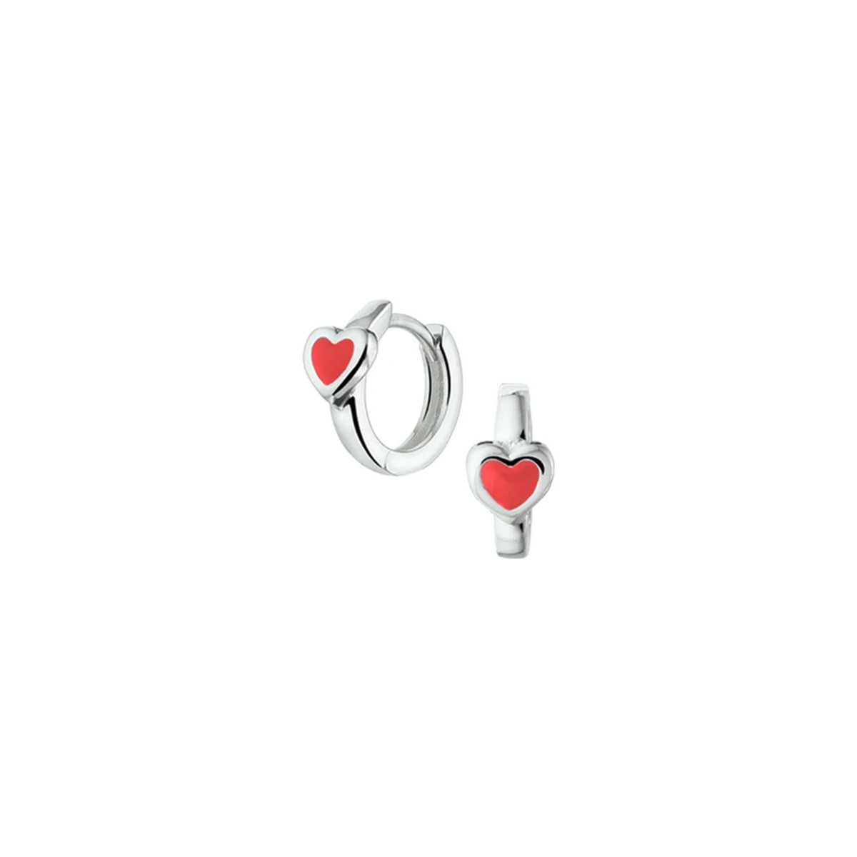 klapoorringen hart emaille zilver wit