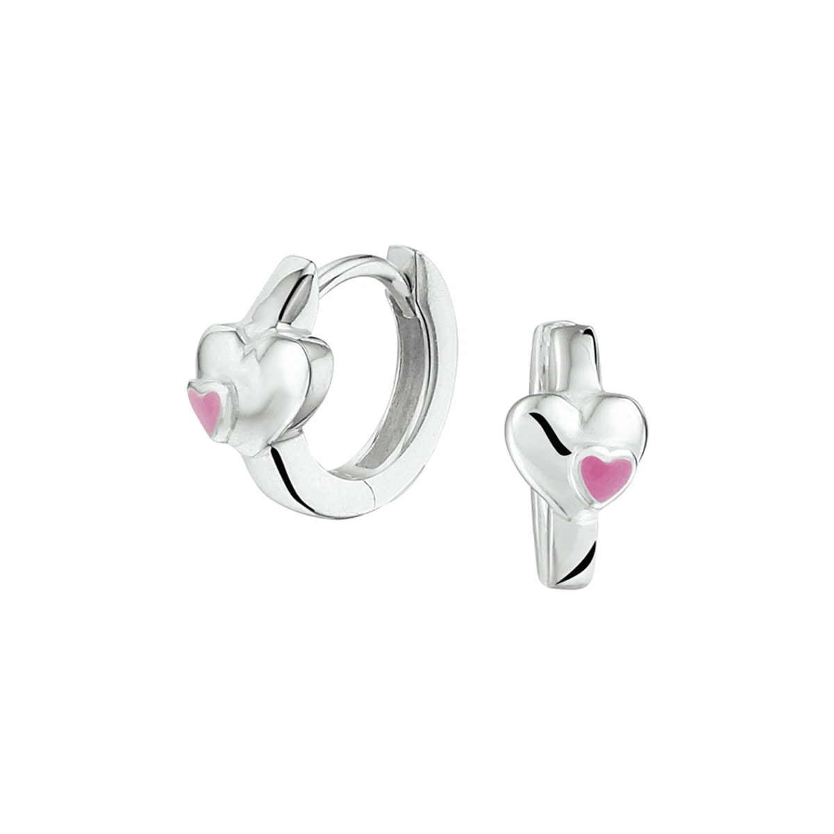 klapoorringen hart emaille zilver wit