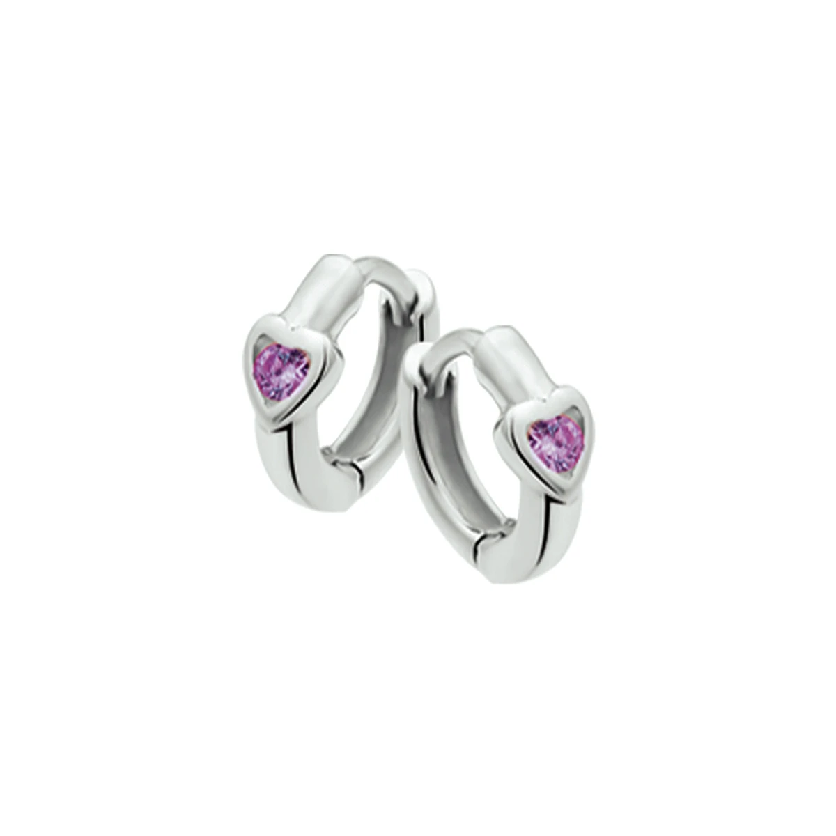 klapoorringen hart paars zirkonia zilver wit
