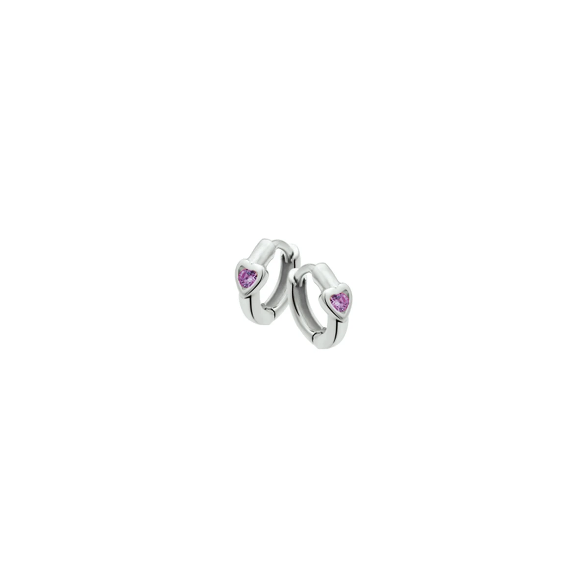 klapoorringen hart paars zirkonia zilver wit