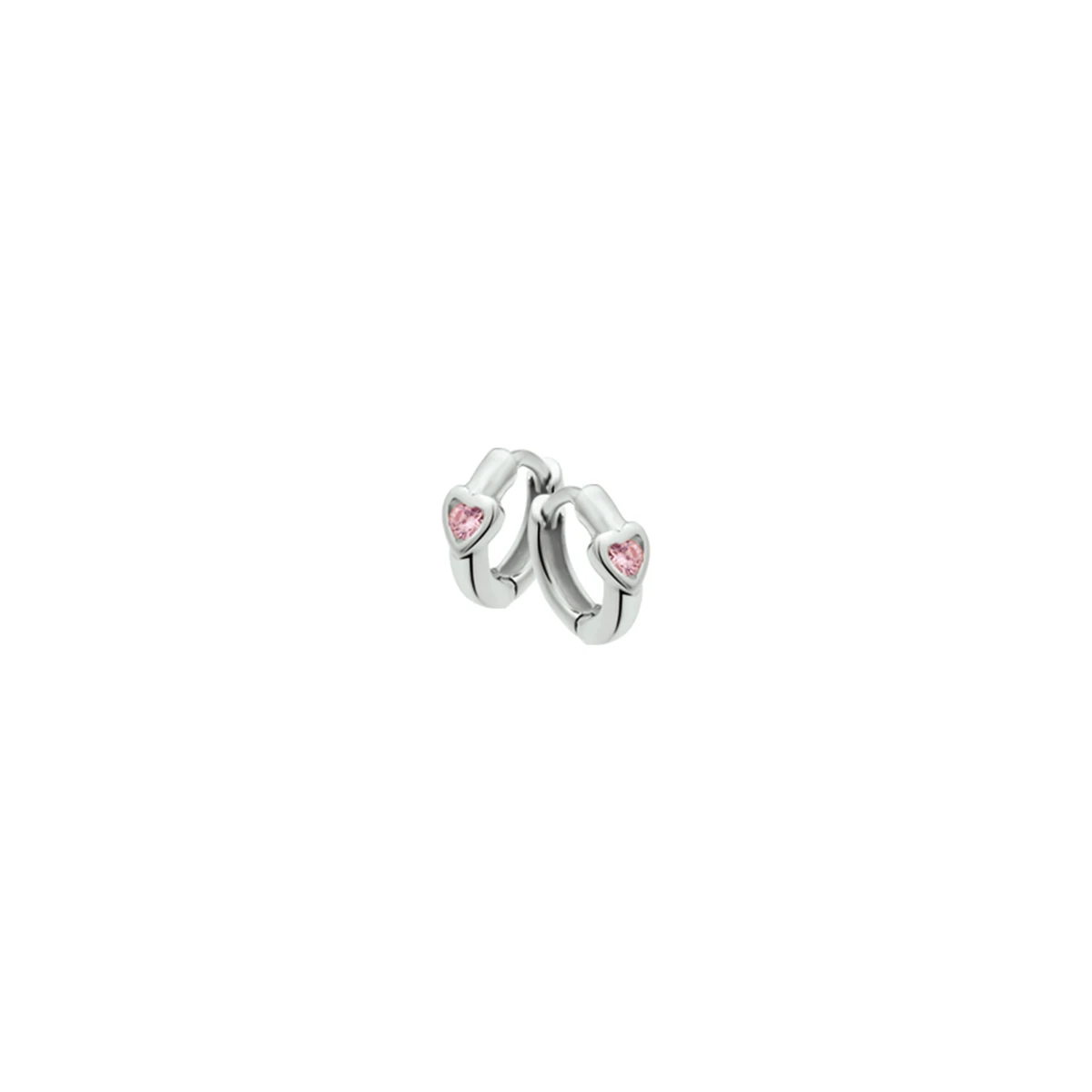 klapoorringen hart roze zirkonia zilver wit