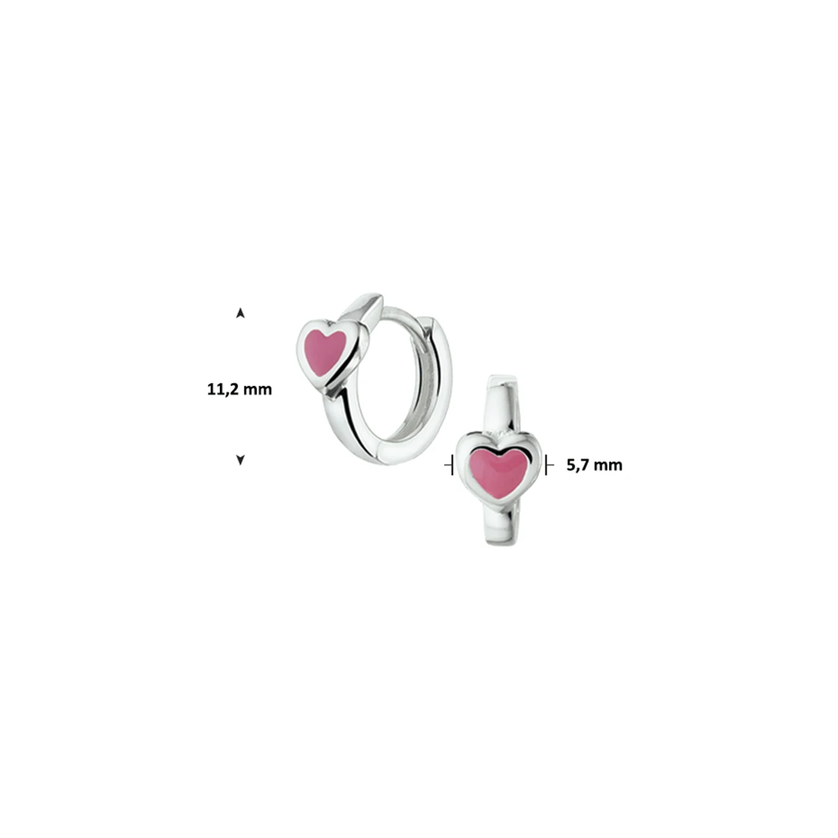 klapoorringen hart zilver wit