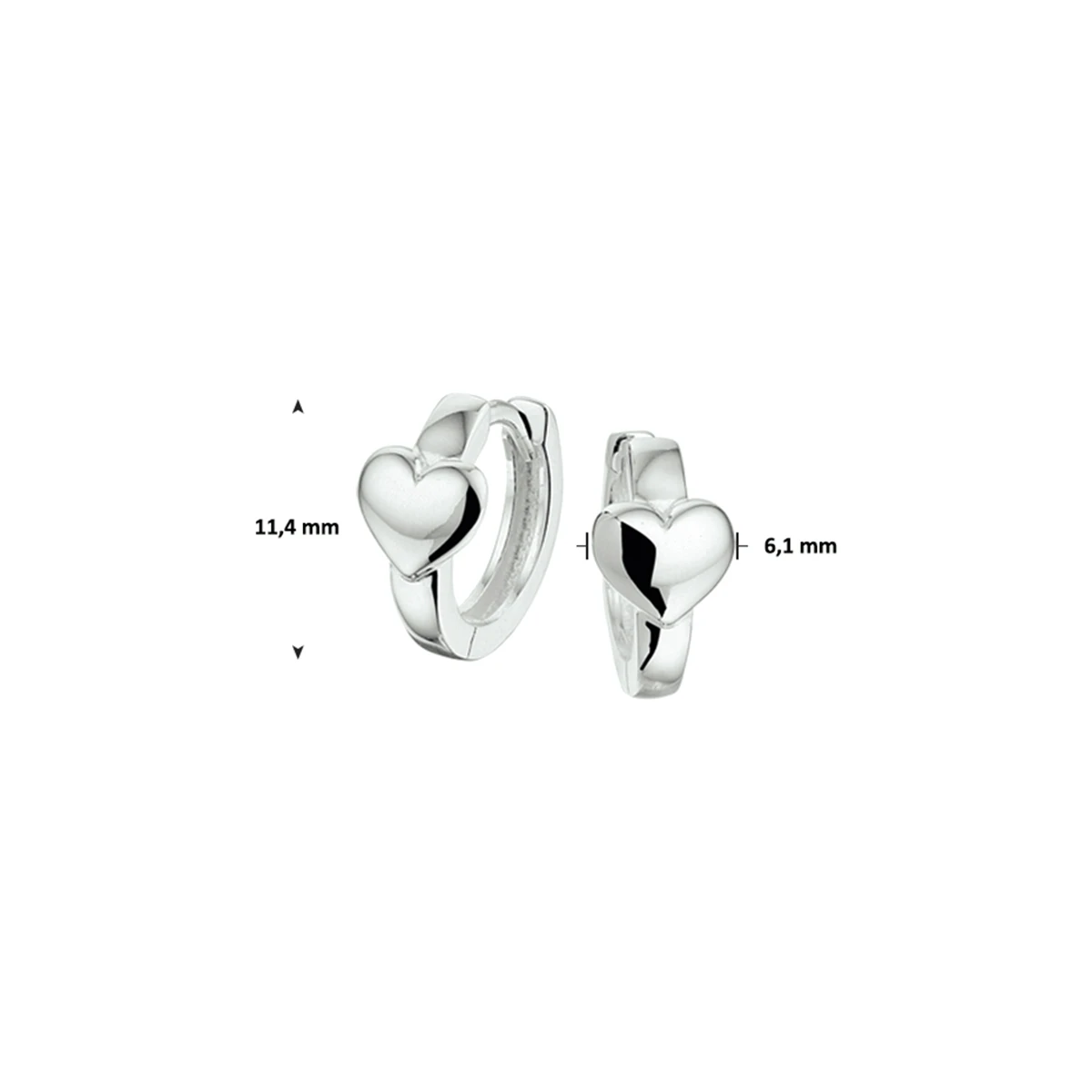 klapoorringen hart zilver wit