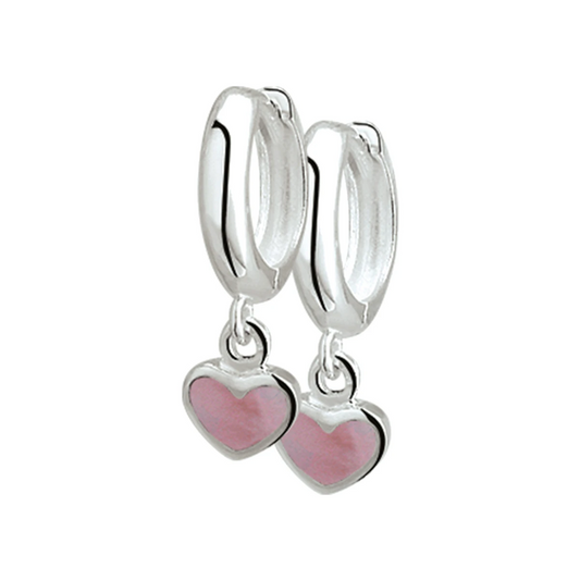 klapoorringen hart zilver wit