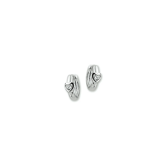 klapoorringen hart zirkonia 10 mm zilver gerhodineerd