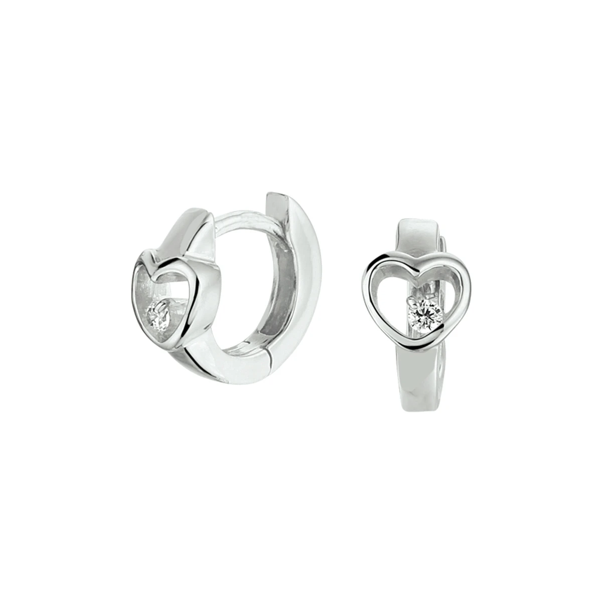 klapoorringen hart zirkonia zilver gerhodineerd