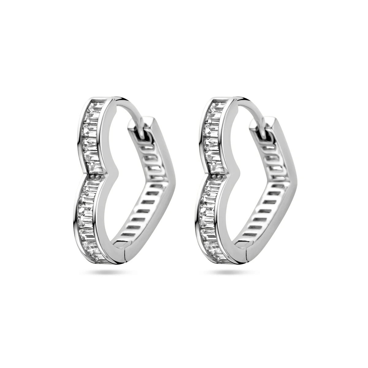 klapoorringen hart zirkonia zilver gerhodineerd