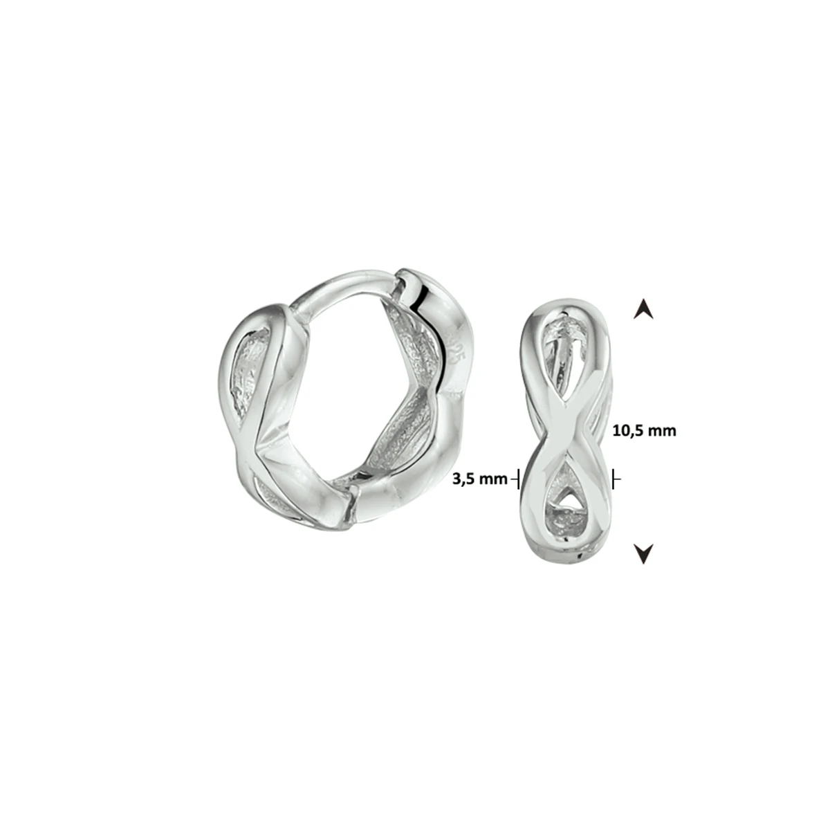 klapoorringen infinity zilver gerhodineerd
