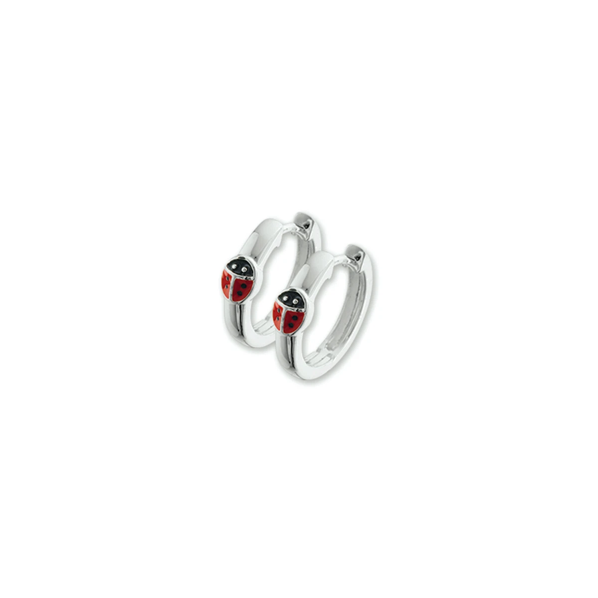klapoorringen lieveheersbeestje emaille zilver gerhodineerd