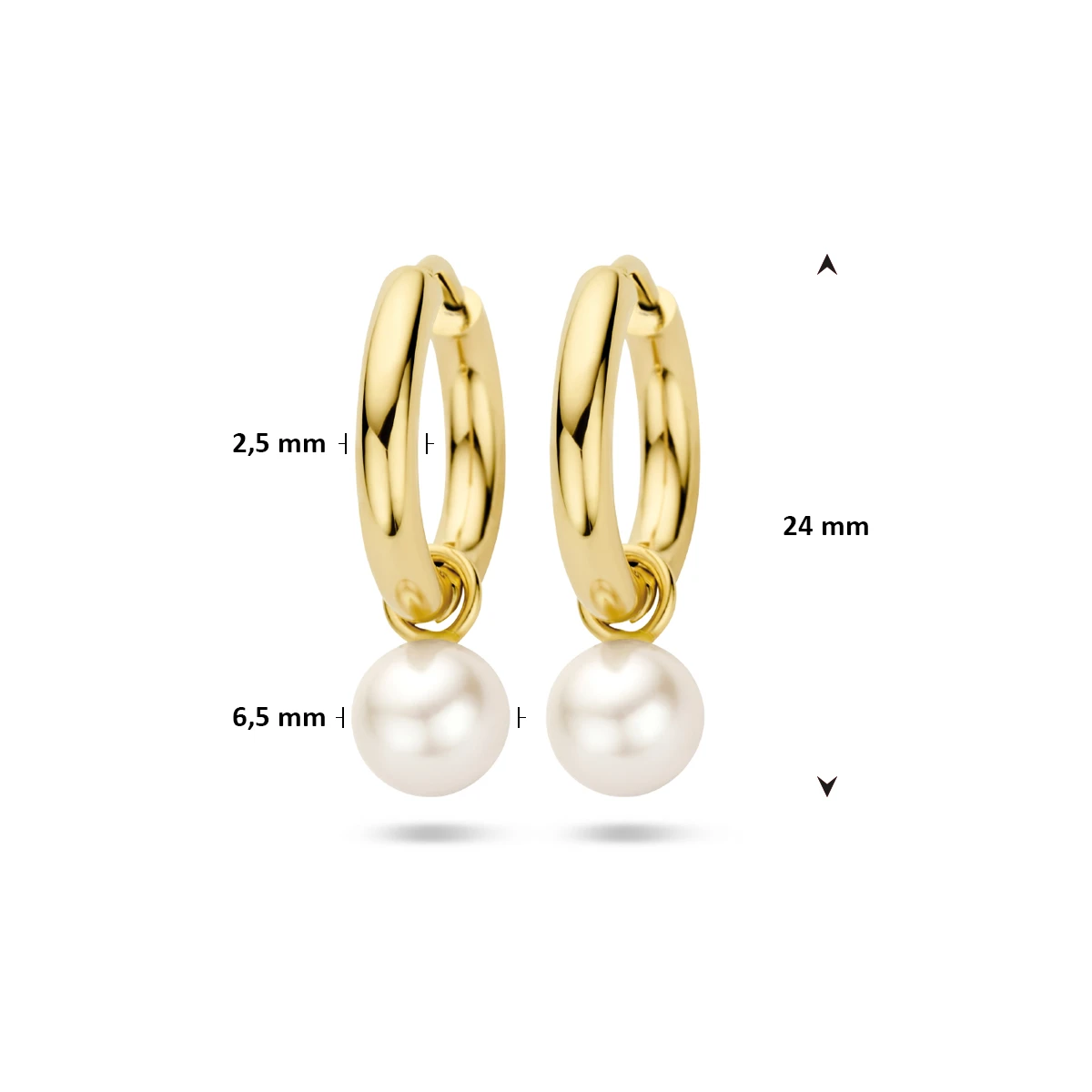 klapoorringen parel 24 mm 14K geelgoud