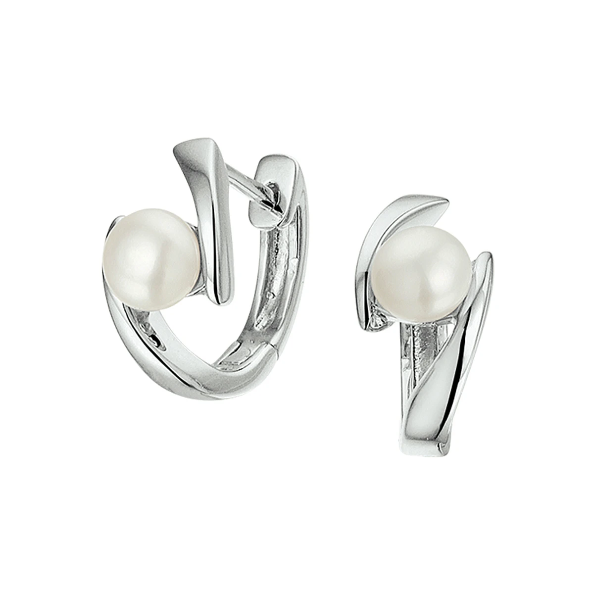 klapoorringen parel zilver gerhodineerd