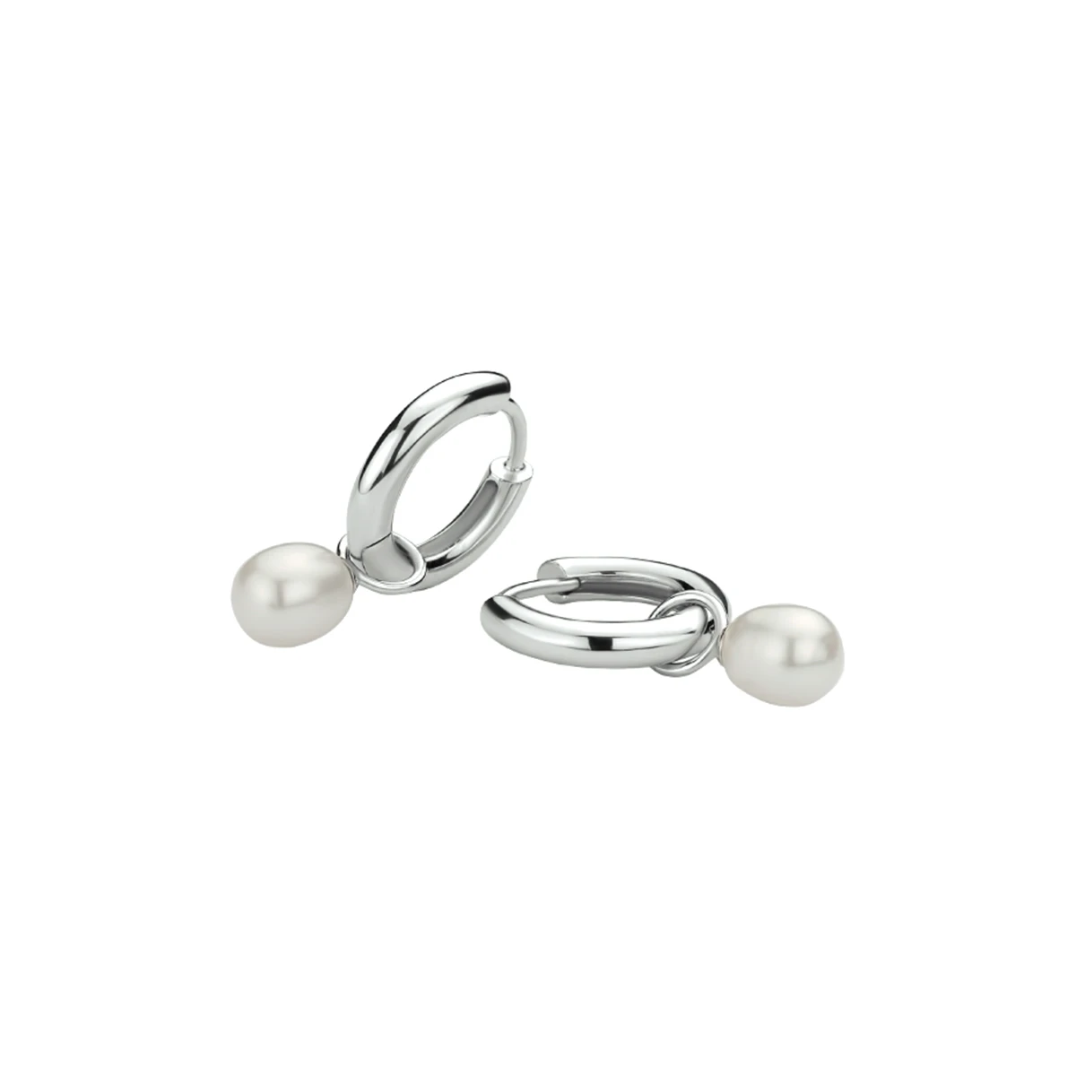 klapoorringen parel zilver gerhodineerd