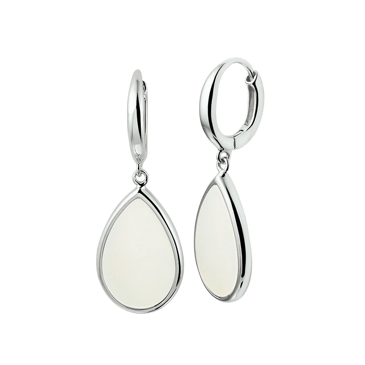 klapoorringen parelmoer zilver gerhodineerd