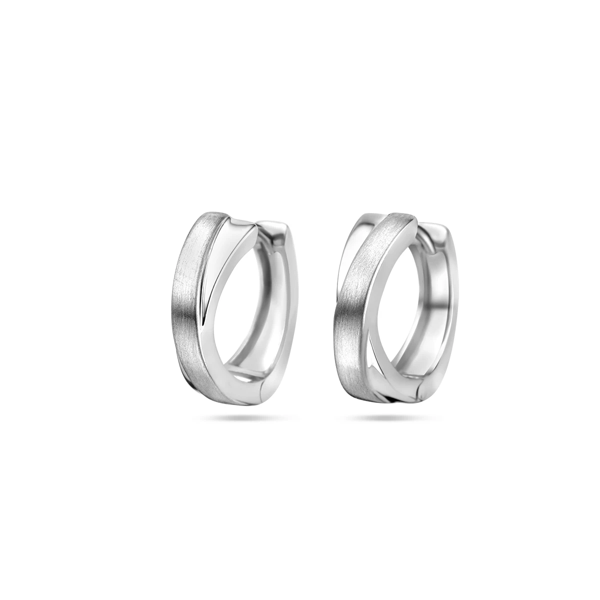 klapoorringen poli/mat 14 mm zilver gerhodineerd