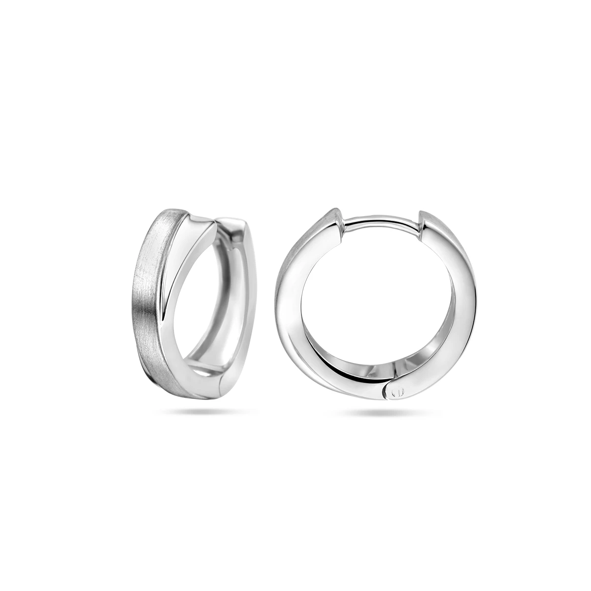 klapoorringen poli/mat 14 mm zilver wit