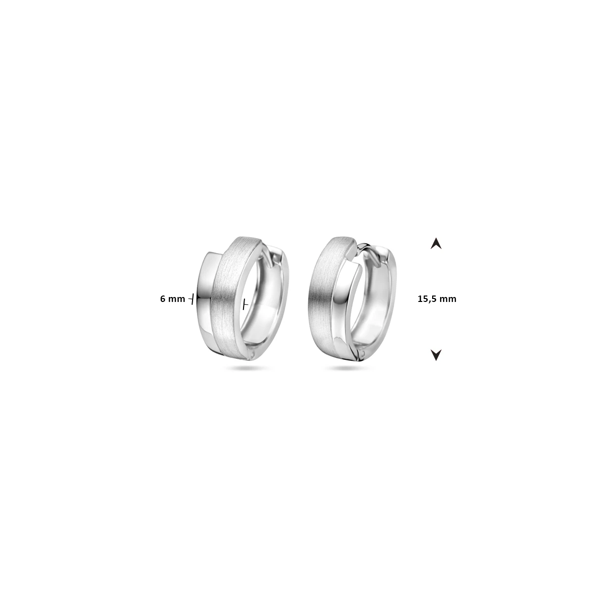 klapoorringen poli/mat 15,5 mm zilver gerhodineerd