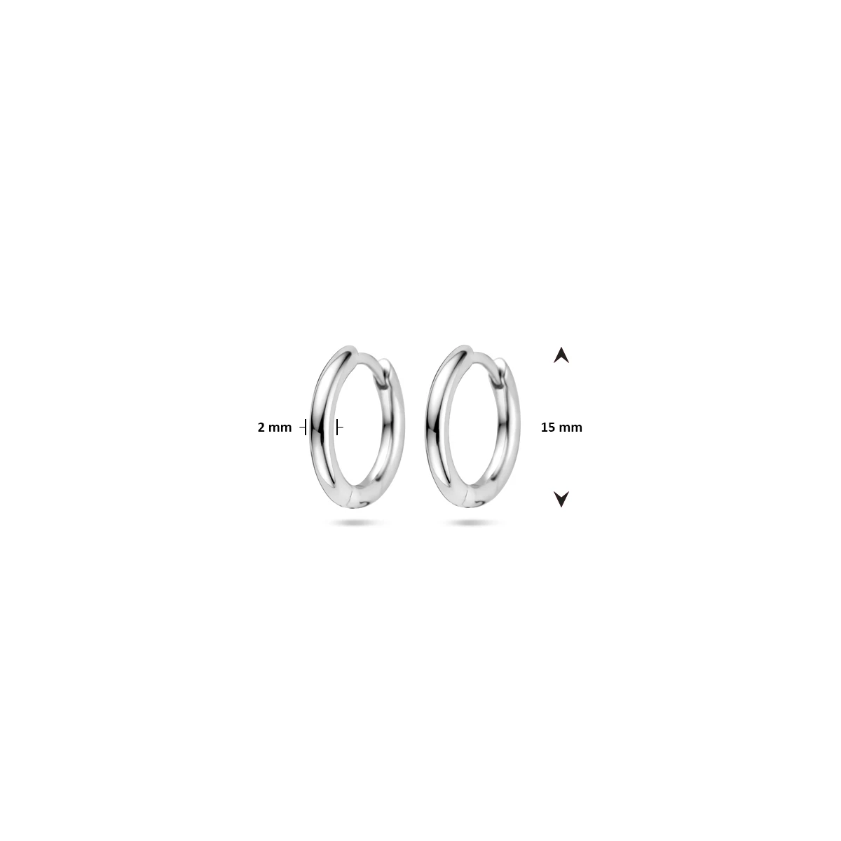 klapoorringen rond 2,0 mm zilver gerhodineerd