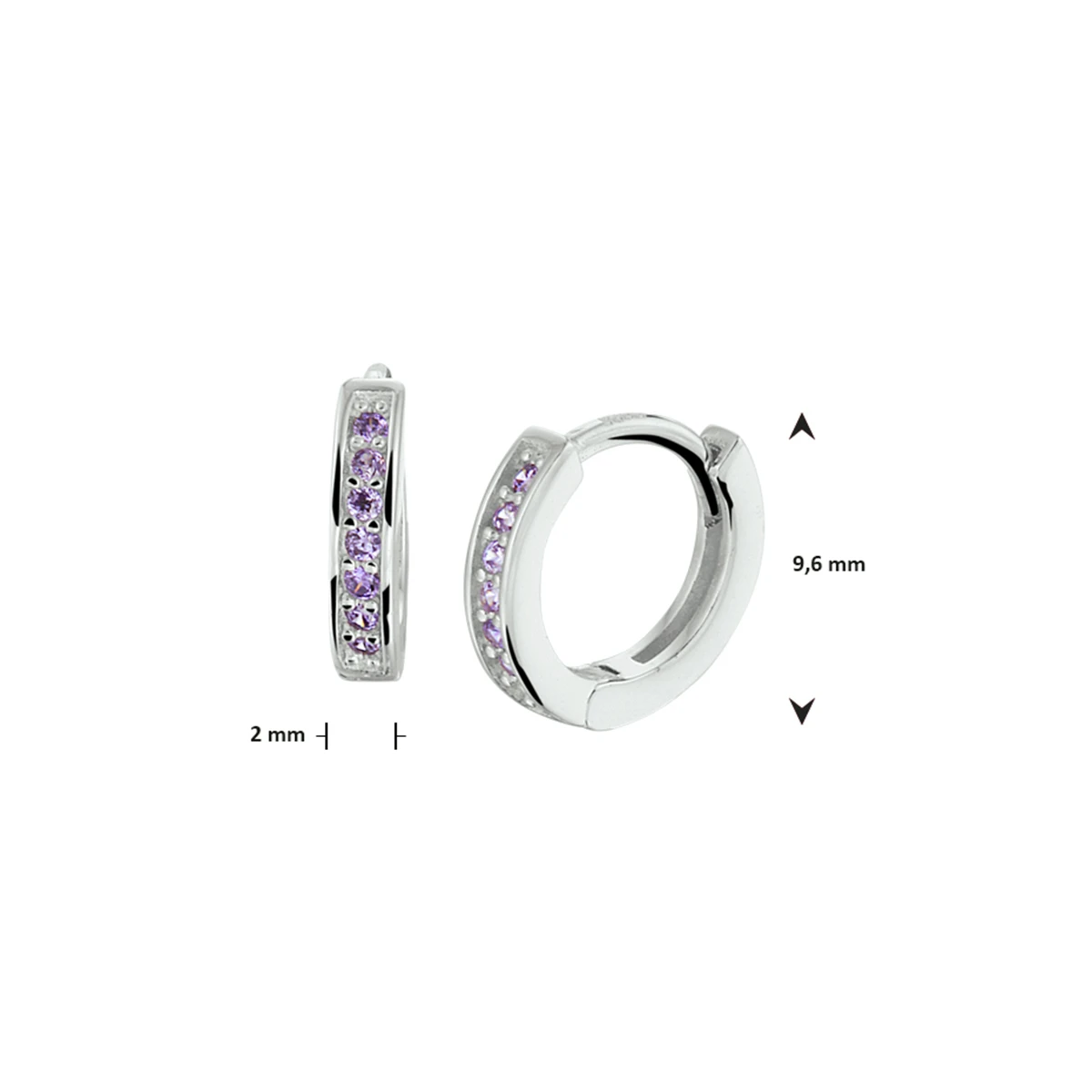 klapoorringen synth. amethist zilver gerhodineerd