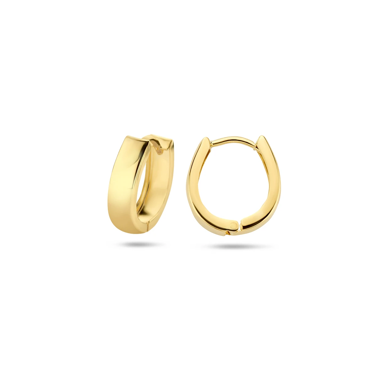 klapoorringen vlak 12 mm 14K geelgoud