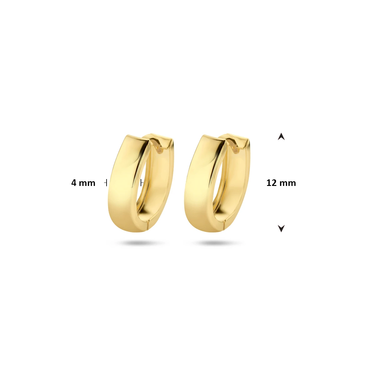 klapoorringen vlak 12 mm 14K geelgoud