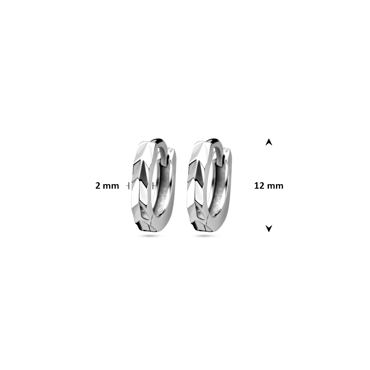 klapoorringen vlak 12 mm zilver gerhodineerd