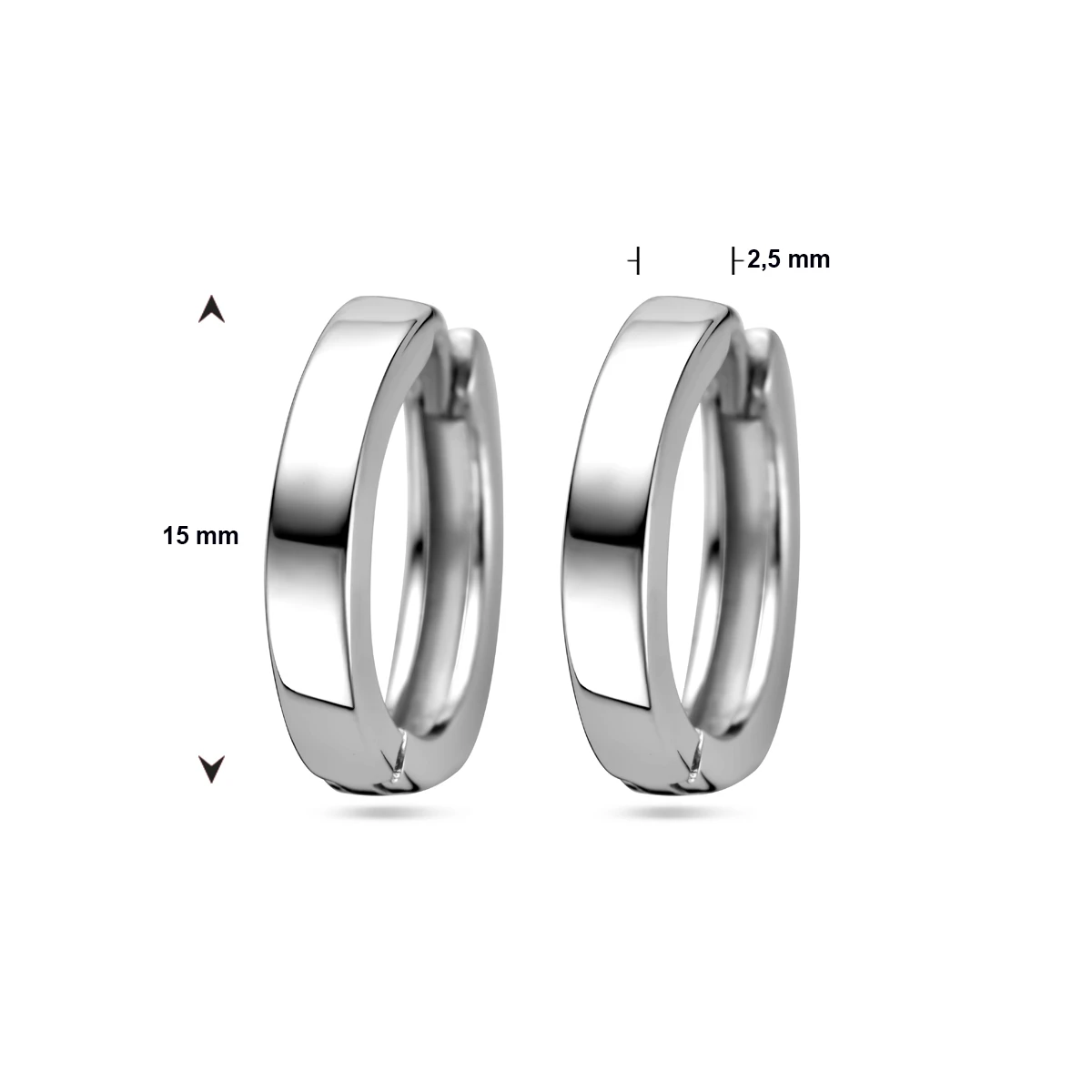 klapoorringen vlak 2,5 mm zilver gerhodineerd
