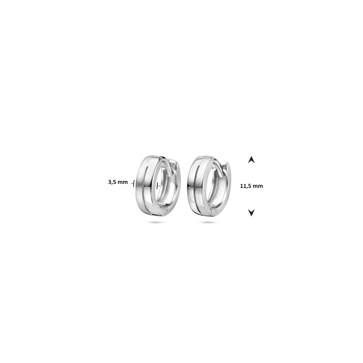 klapoorringen vlak poli/mat 11,5 mm zilver gerhodineerd