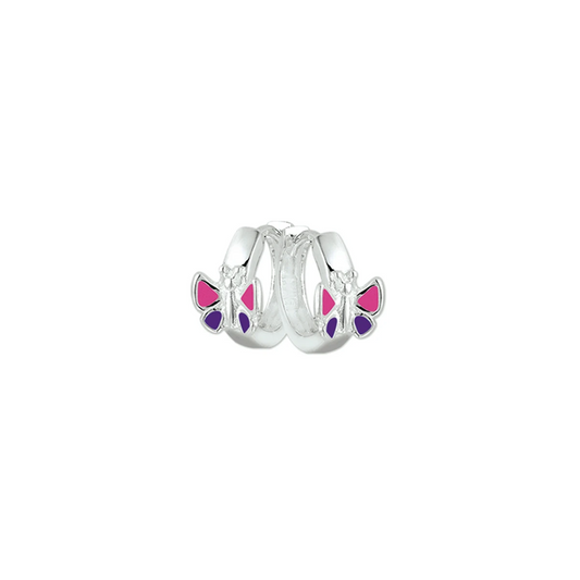 klapoorringen vlinder zilver wit