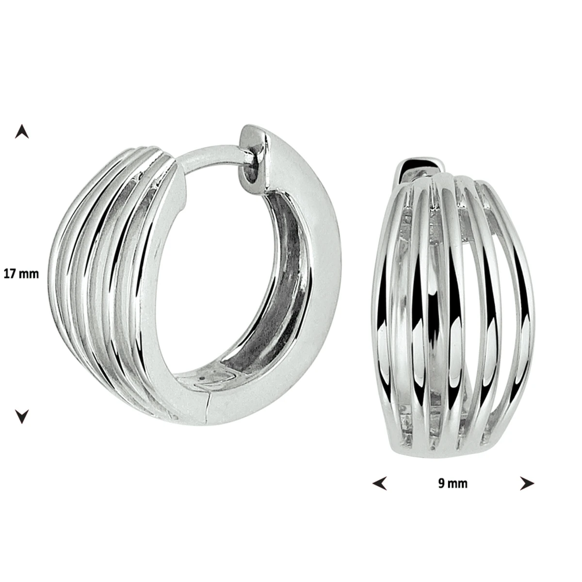 klapoorringen zilver gerhodineerd