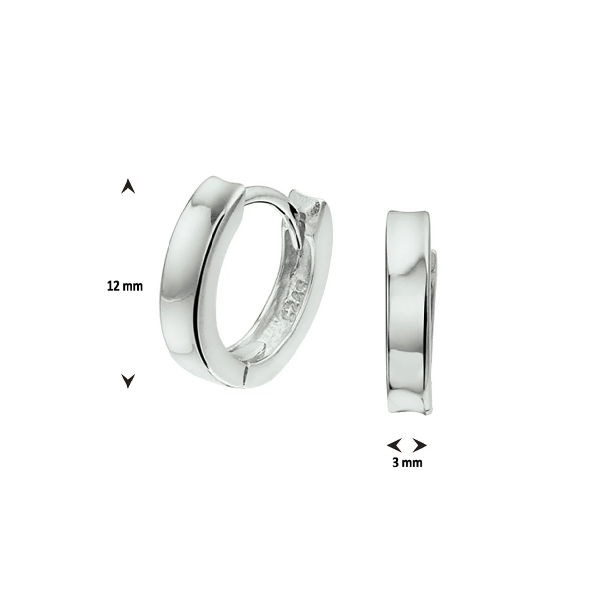 klapoorringen zilver gerhodineerd