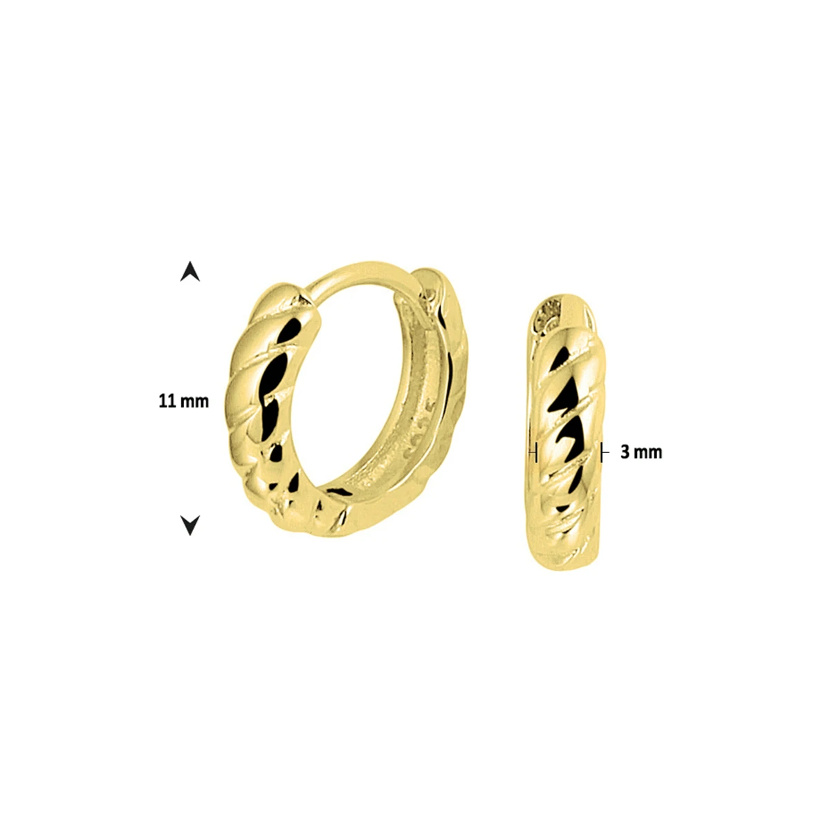 klapoorringen zilver verguld (geel)