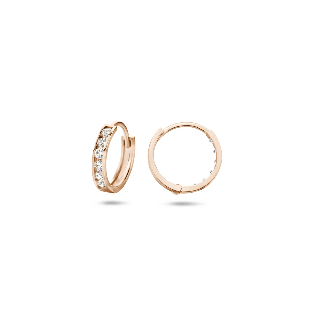 klapoorringen zirkonia 11 mm 14K roségoud