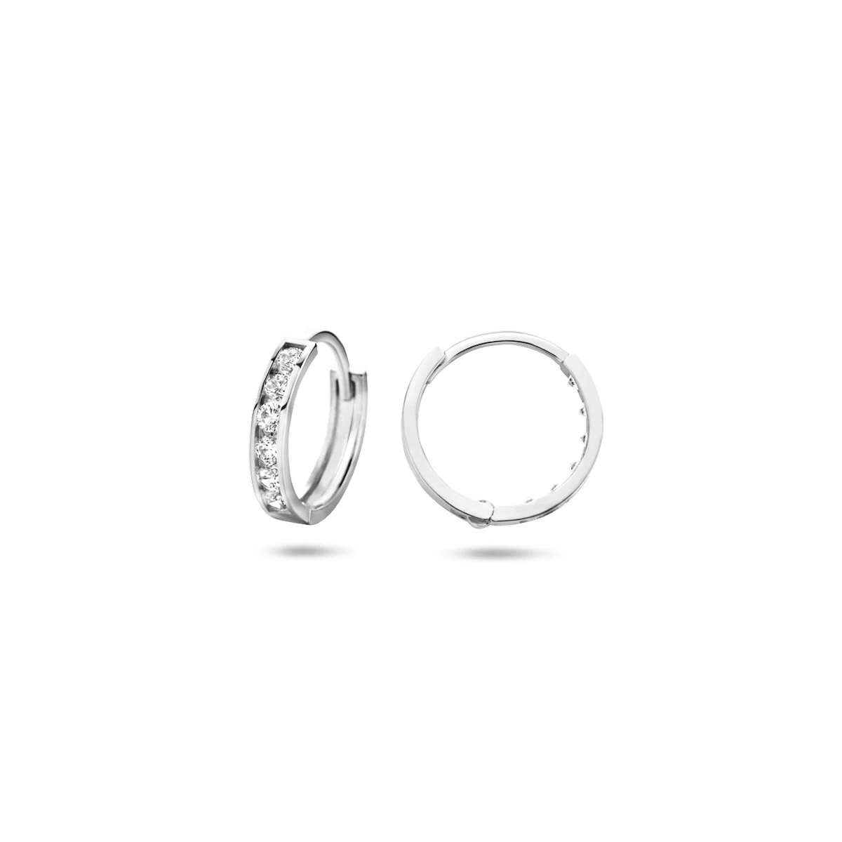 klapoorringen zirkonia 11 mm 14K witgoud